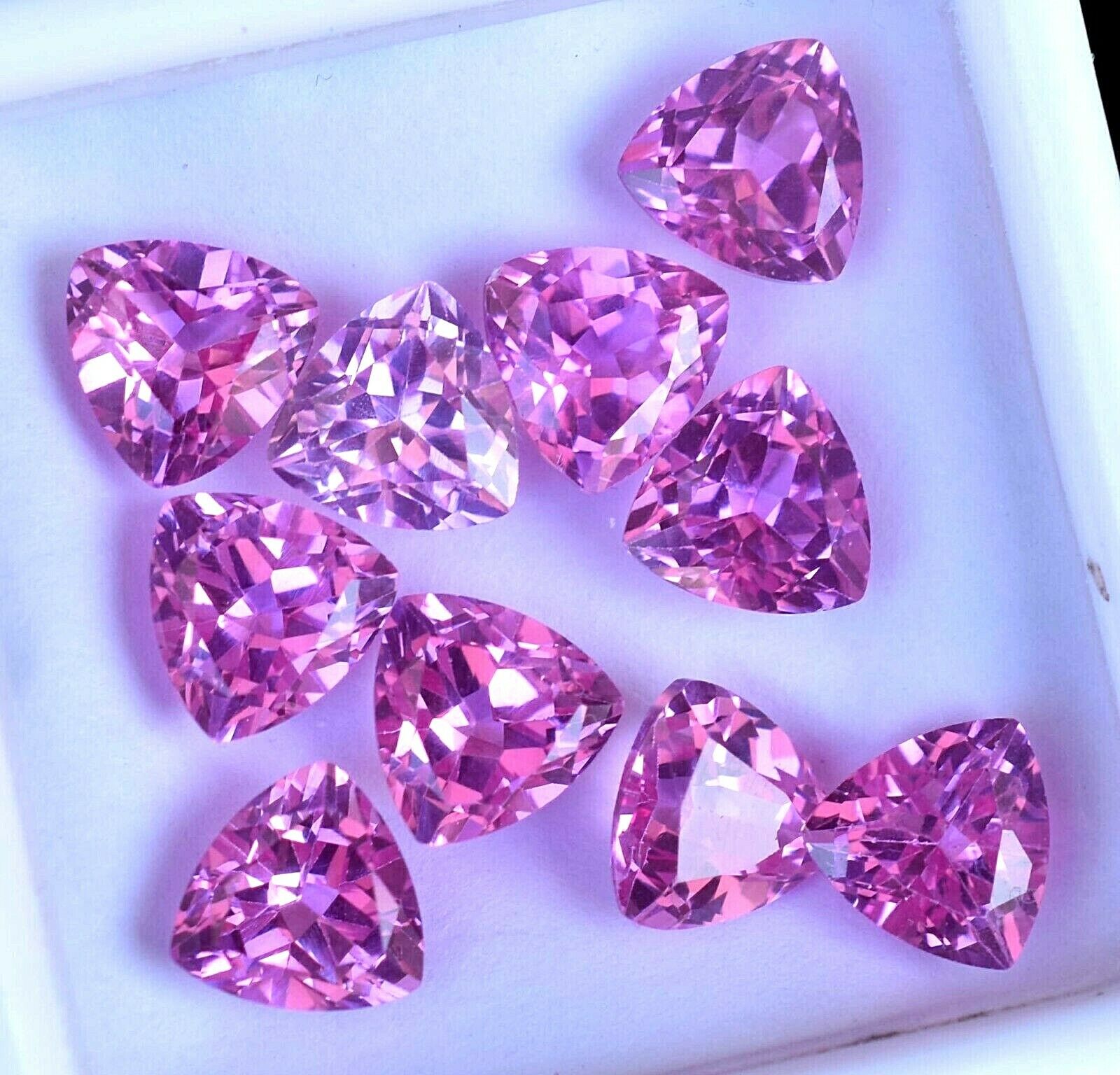 10 Pcs Natural Mogok Pink Ruby Trillion 8.00 Mm Stunning Certified Aaa+ Gemstone