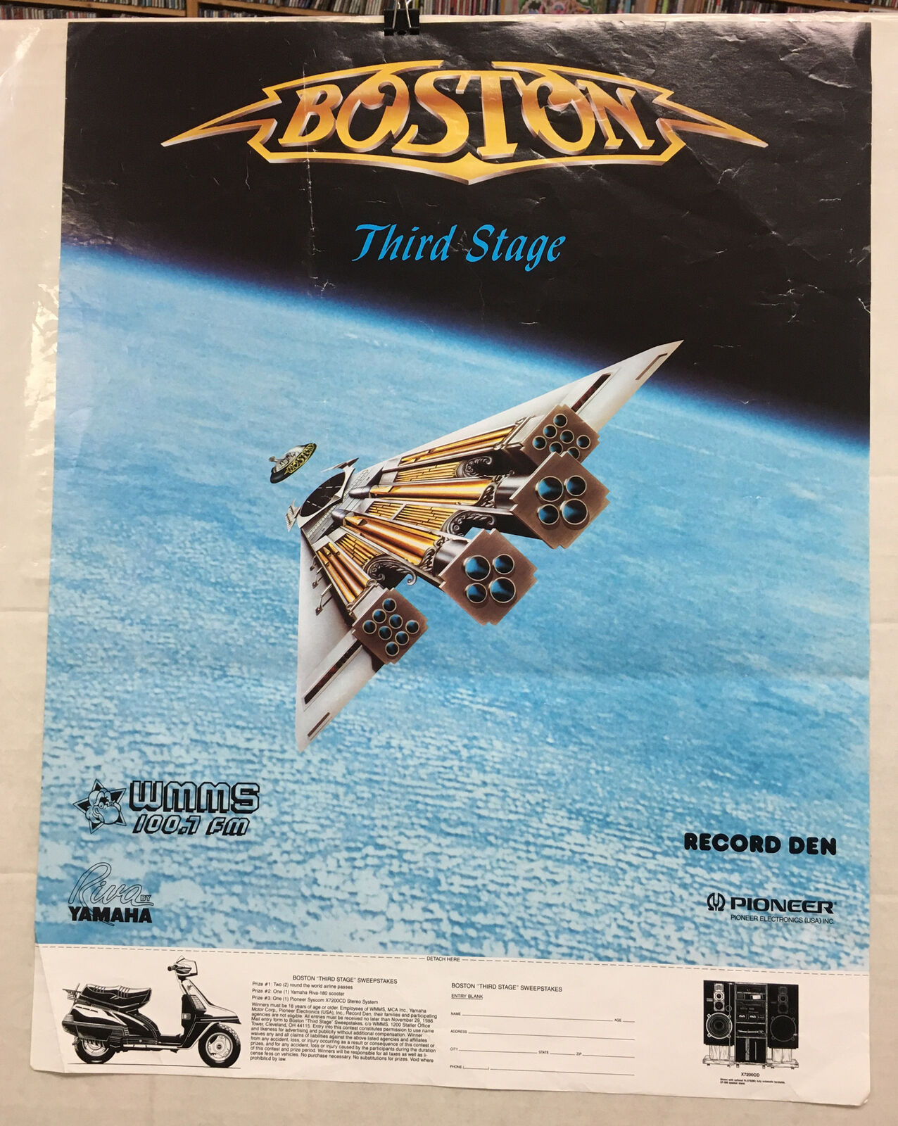 BOSTON  Third Stage  rare original promo poster from 1986 WMMS Version