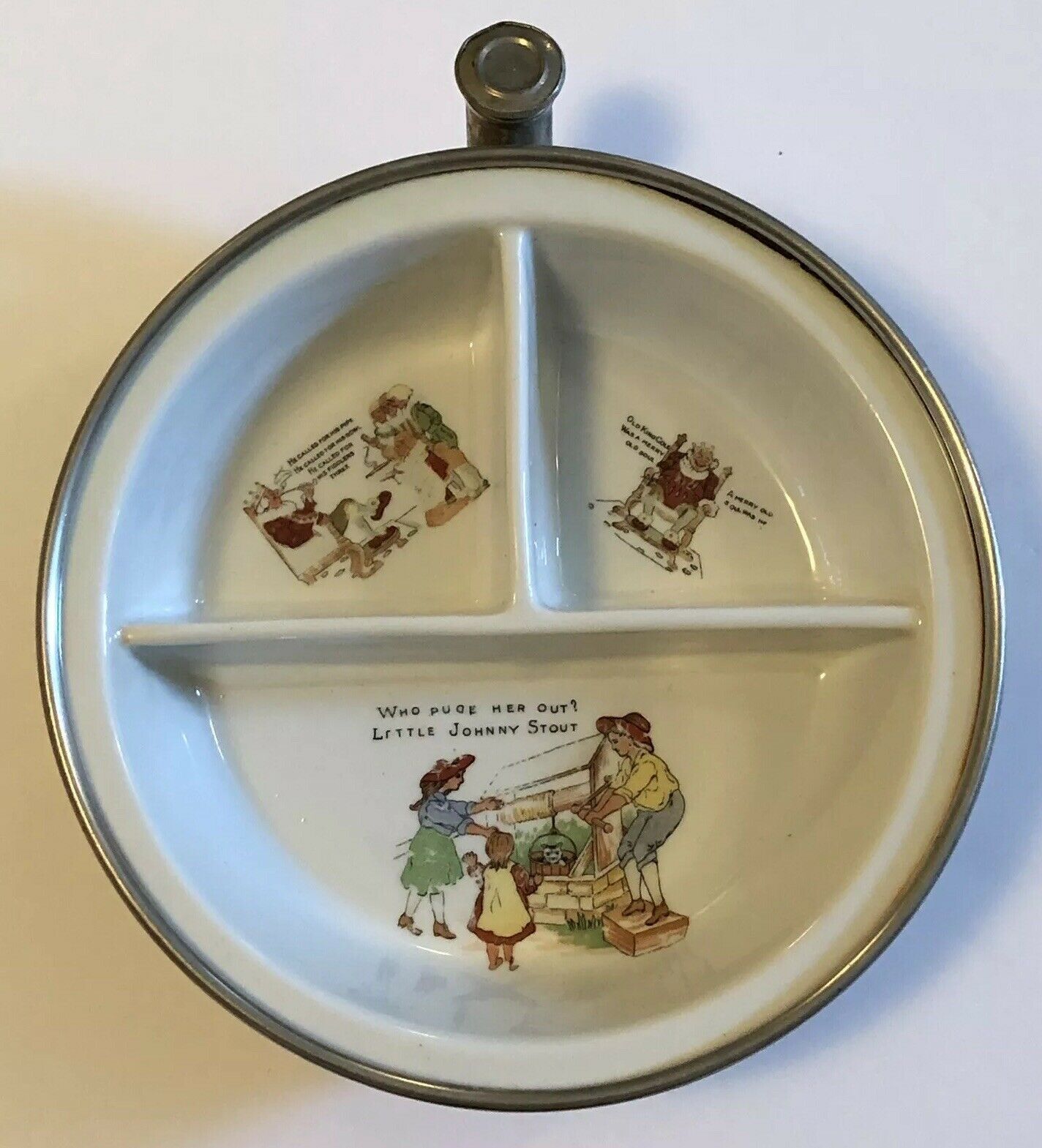GW Co Baby Warming Dish w/ Old King Cole & Mary Quite Contrary Divided Vintage