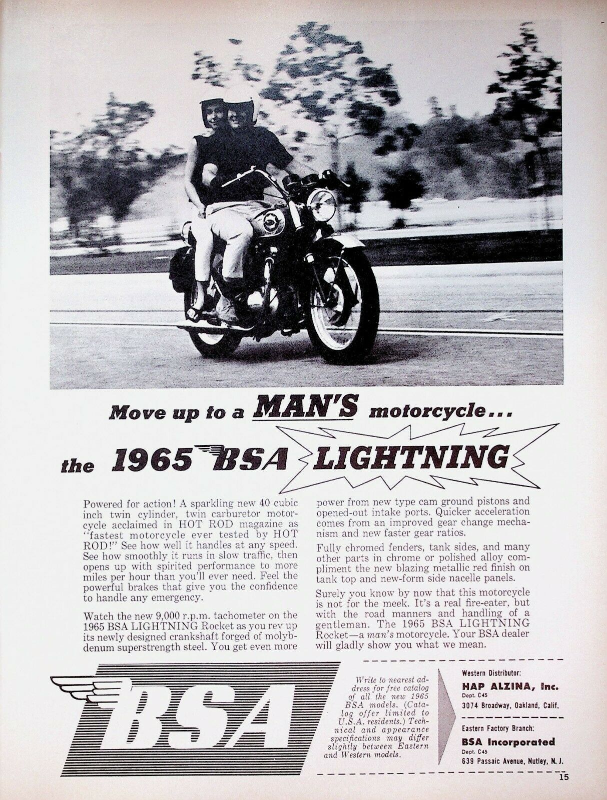 1965 BSA Lightning Rocket - Vintage Motorcycle Ad
