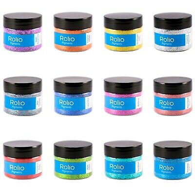 Rolio Pure Holographic Craft Glitters - 12 Jars 180 Grams Resin, Makeup Glitter