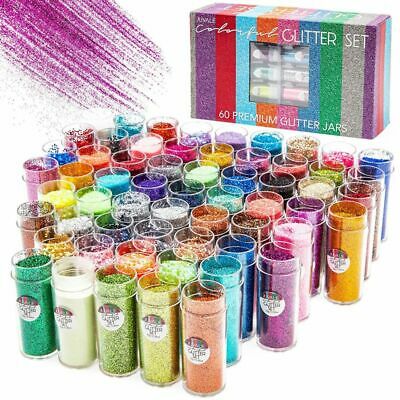 Set of 60 Assorted Color Glitter Shaker Jars for Crafts Party Decor, 0.35oz each