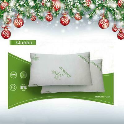 2 pcs Queen Hotel Bamboo Pillow Memory Foam Hypoallergenic with Travel Bag