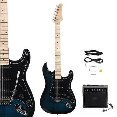 New Beginner Dark Blue Electric Guitar Kit with Amp & Accessories