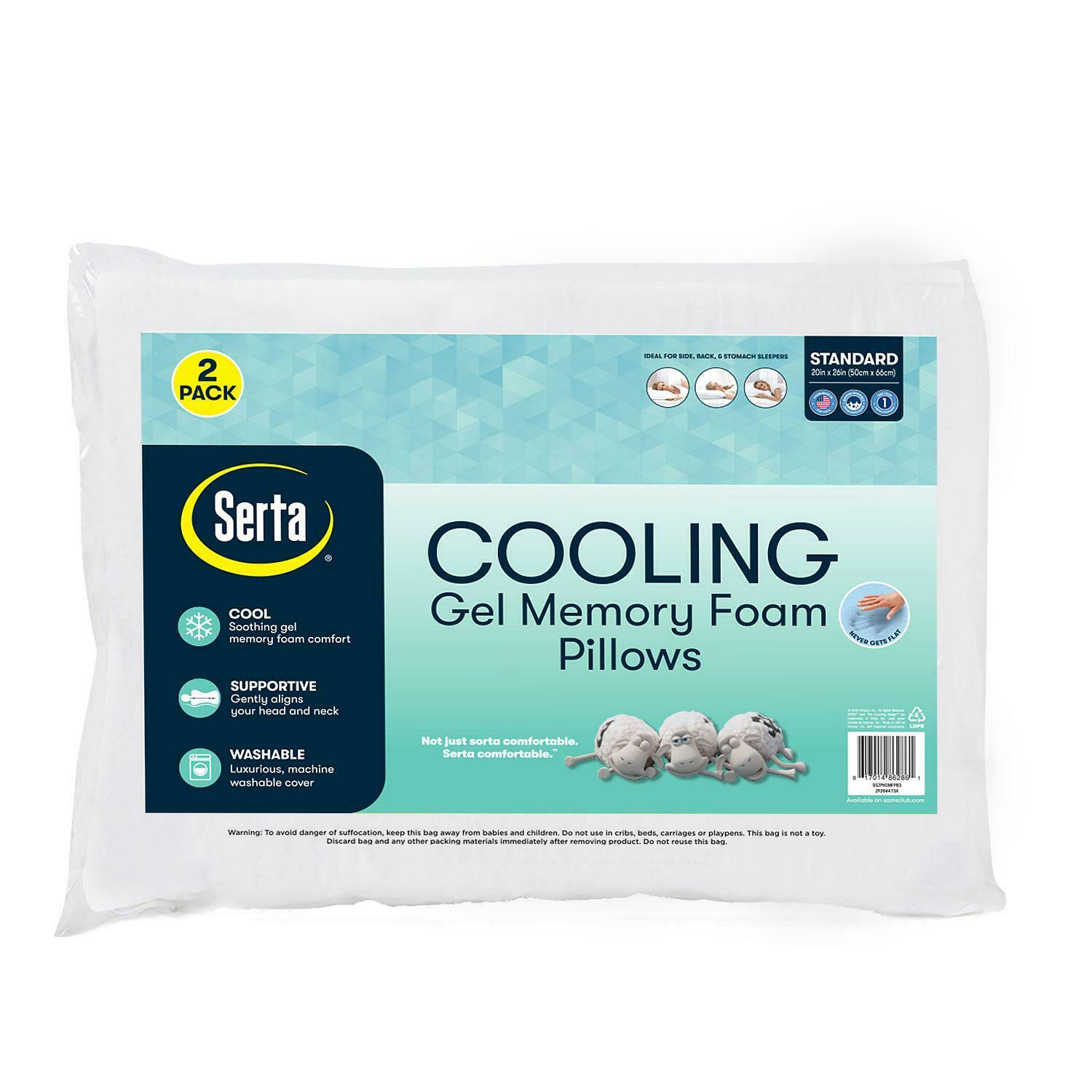 Serta Cooling Gel Memory Foam Cluster Pillows (2-pack) Free Shipping!!!