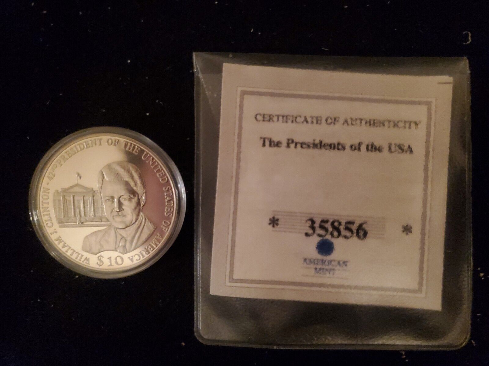 2002 Republic of Liberia - President Bill Clinton Ten Dollar Commemorative Coin