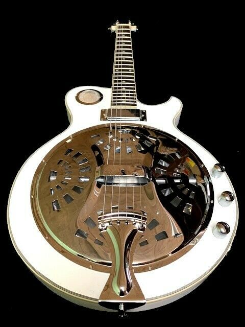 Great Playing New White 6 String Acoustic/electric Resonator Guitar