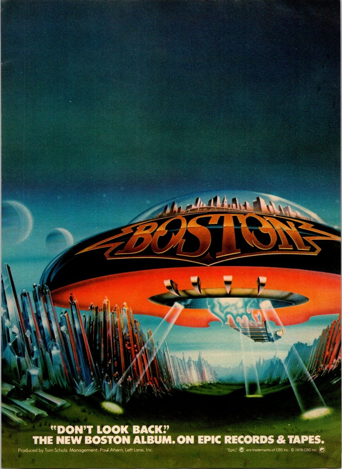 1978 Vintage 8x11 Album Promo Print Ad For Band Boston Dont Look Back Spaceship
