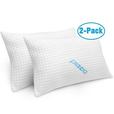 Queen Bamboo Shredded Memory Foam Pillows Size Hypoallergenic Cooling (2 Pack)
