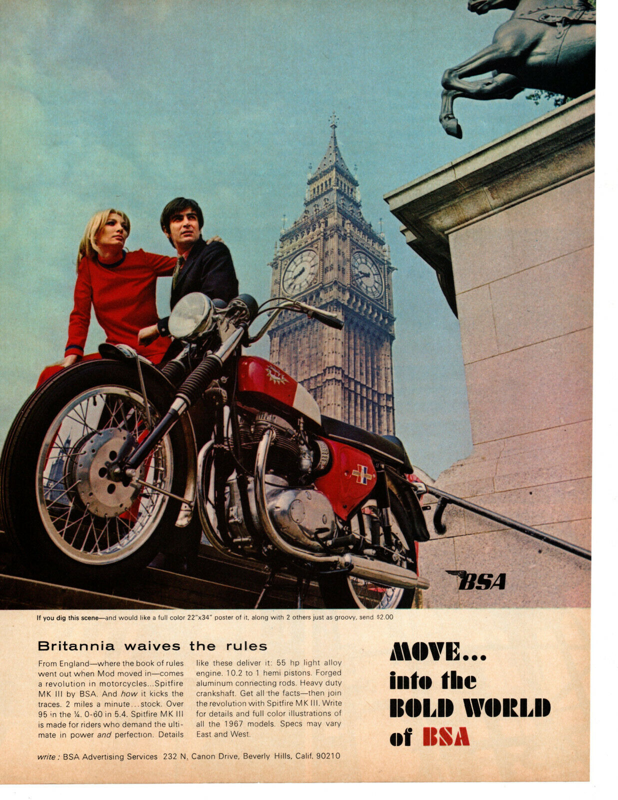 1967 Bsa Spitfire Mk Iii Motorcycle ~ Original Print Ad