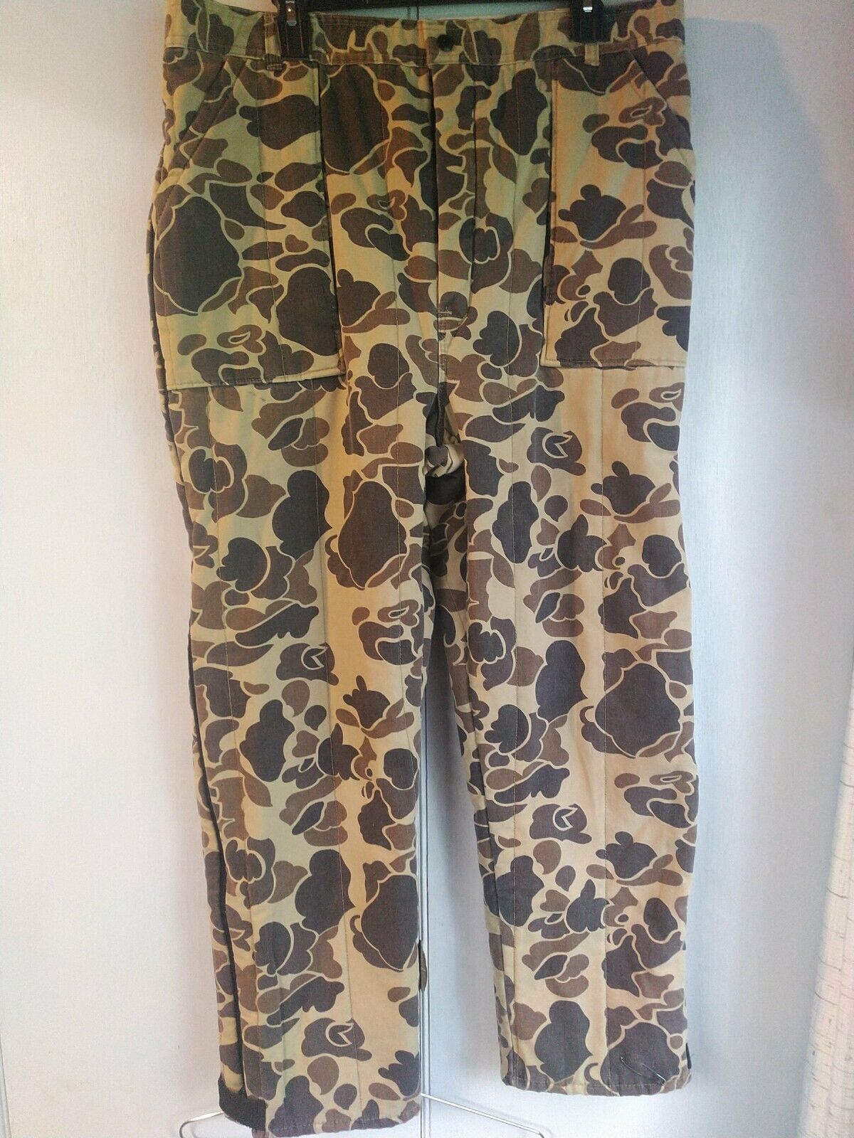 VTG Sports Afield Camo Duck Hunting Pants LARGE REG Insulated Full zipper sides