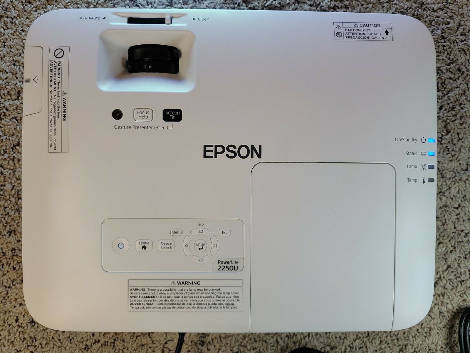 Epson Powerlite 2250u Wuxga 3lcd Projector, 5000 Lumens, 15,000:1 H871a