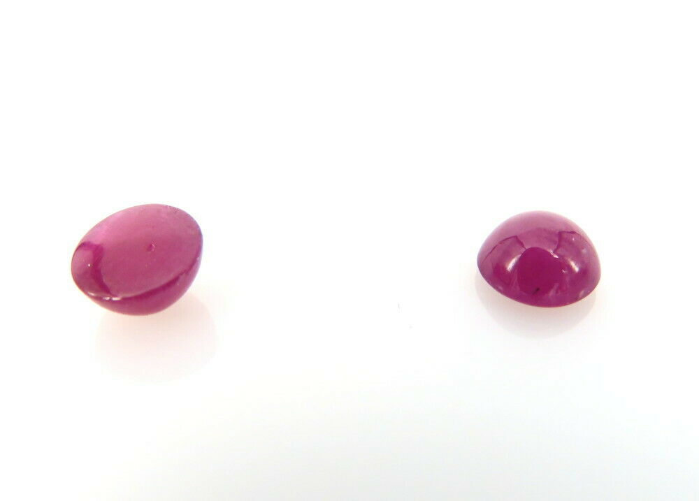 Pair Of 2.37ct Cabochon Cut Natural Rubies 5.9mm Round