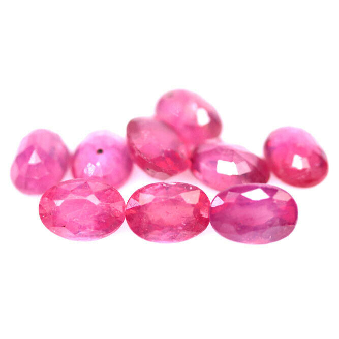 10.71 CT. NATURAL 9PCS PINK RUBY GLASS FILLED MADAGASCAR OVAL