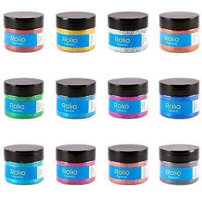 Rolio Vibrant Holographic Craft Glitters - 12 Jars 180 Grams Resin, Makeup