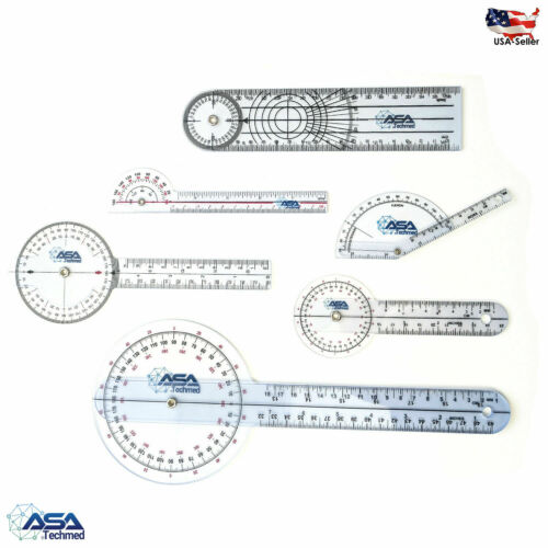 6pc 360° 12/8/6 Inch Medical Spinal Goniometer Angle Protractor Physical Therapy