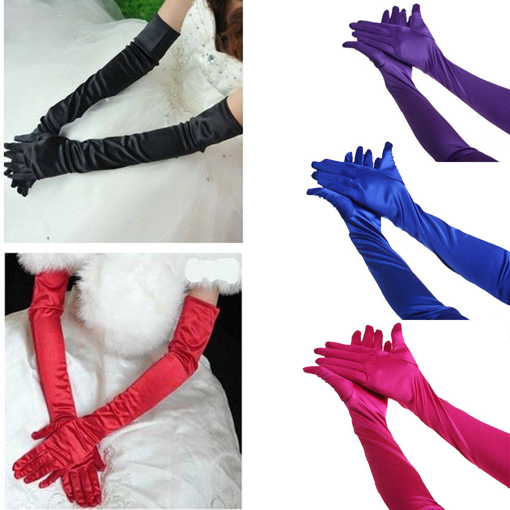 Womens Satin Evening Gloves 21'' Long Party Dance Elbow Length Opera Gloves Us