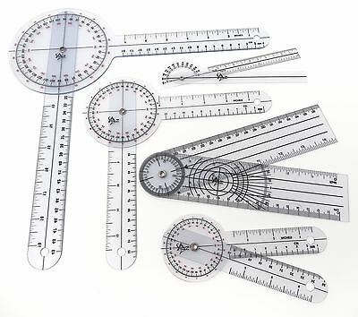 5 Piece Spinal Goniometer Protractor Ruler 360 Degree Set 12 Inch 8 Inch 6 Inch