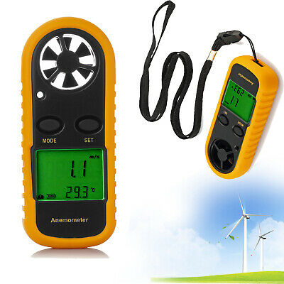 Handheld Digital Lcd Air Wind Speed Anemometer Temperature Gauge Meter Tester Us