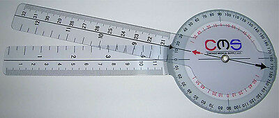 Cms Protractor Goniometer Pocket Axis Motion Range Tester 360 Clear Plastic New