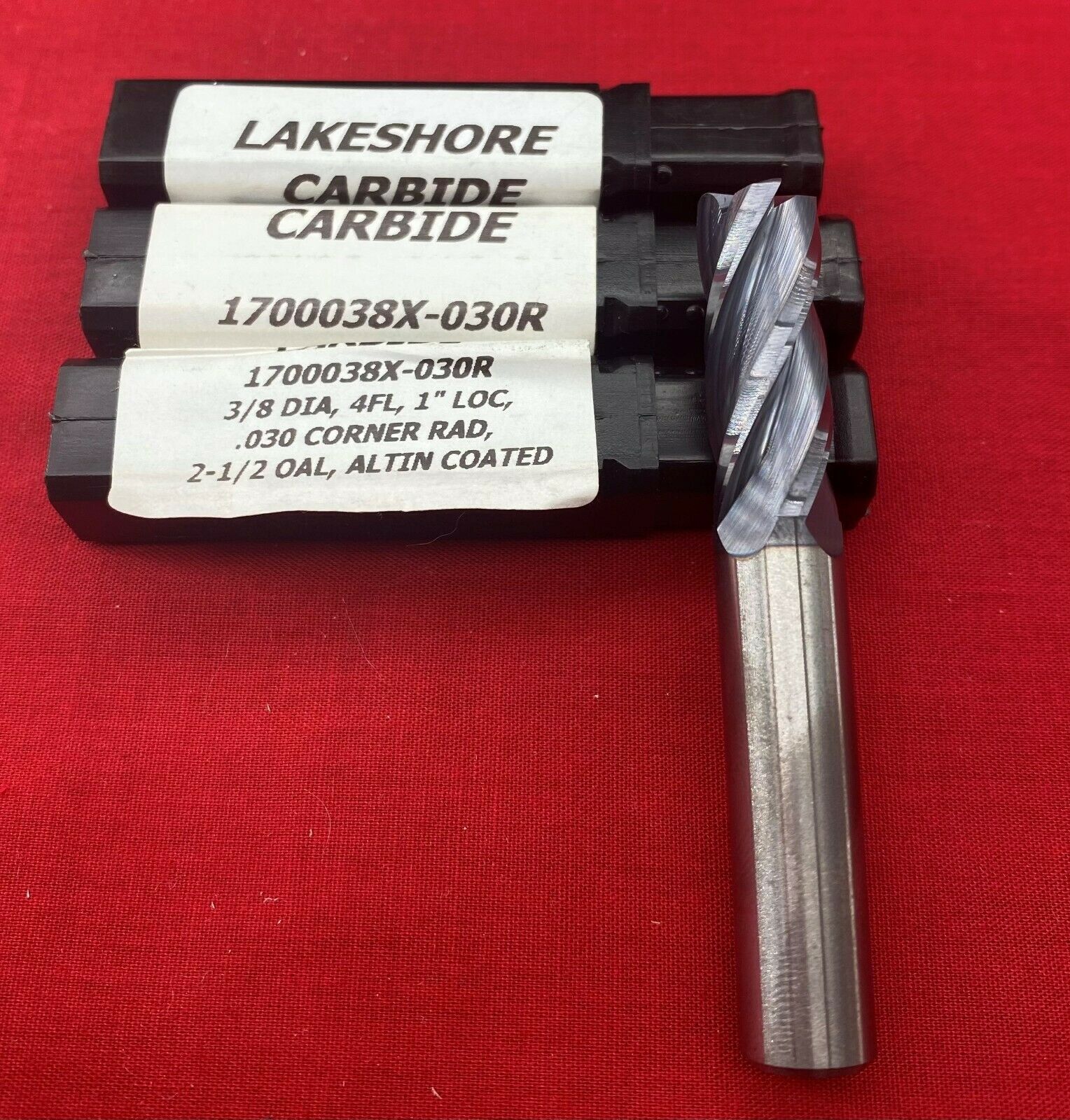 Lakeshore Carbide 3/8" Endmill 4 Flute Milling Tool #1700038x-.030r