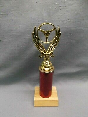 winged wheel topper red column solid wood base