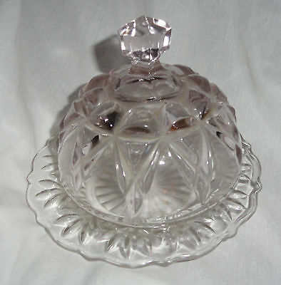 Pretty Little Glass Covered Cheese or Butter Dish - Plate