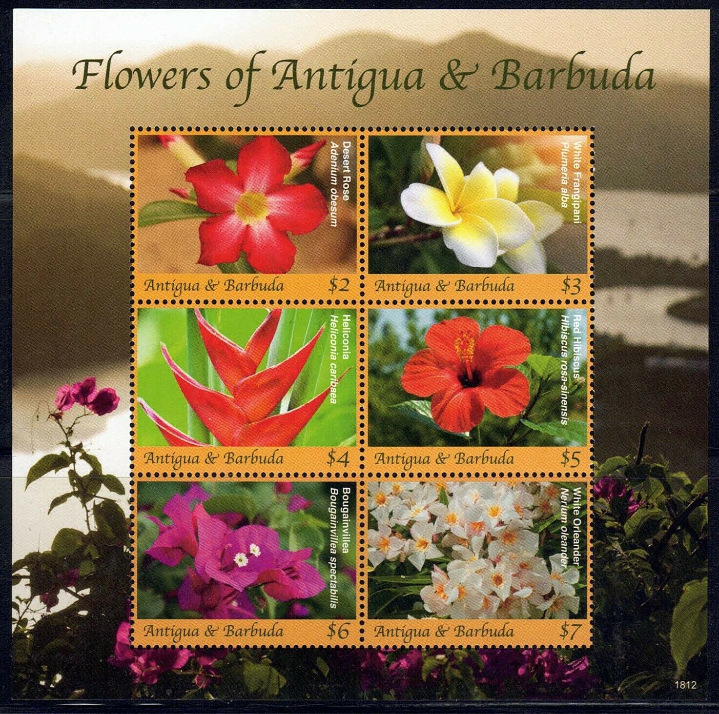 2018 Antigua & Barbuda "flowers" Sheet Of 6 Stamps, Mnh!