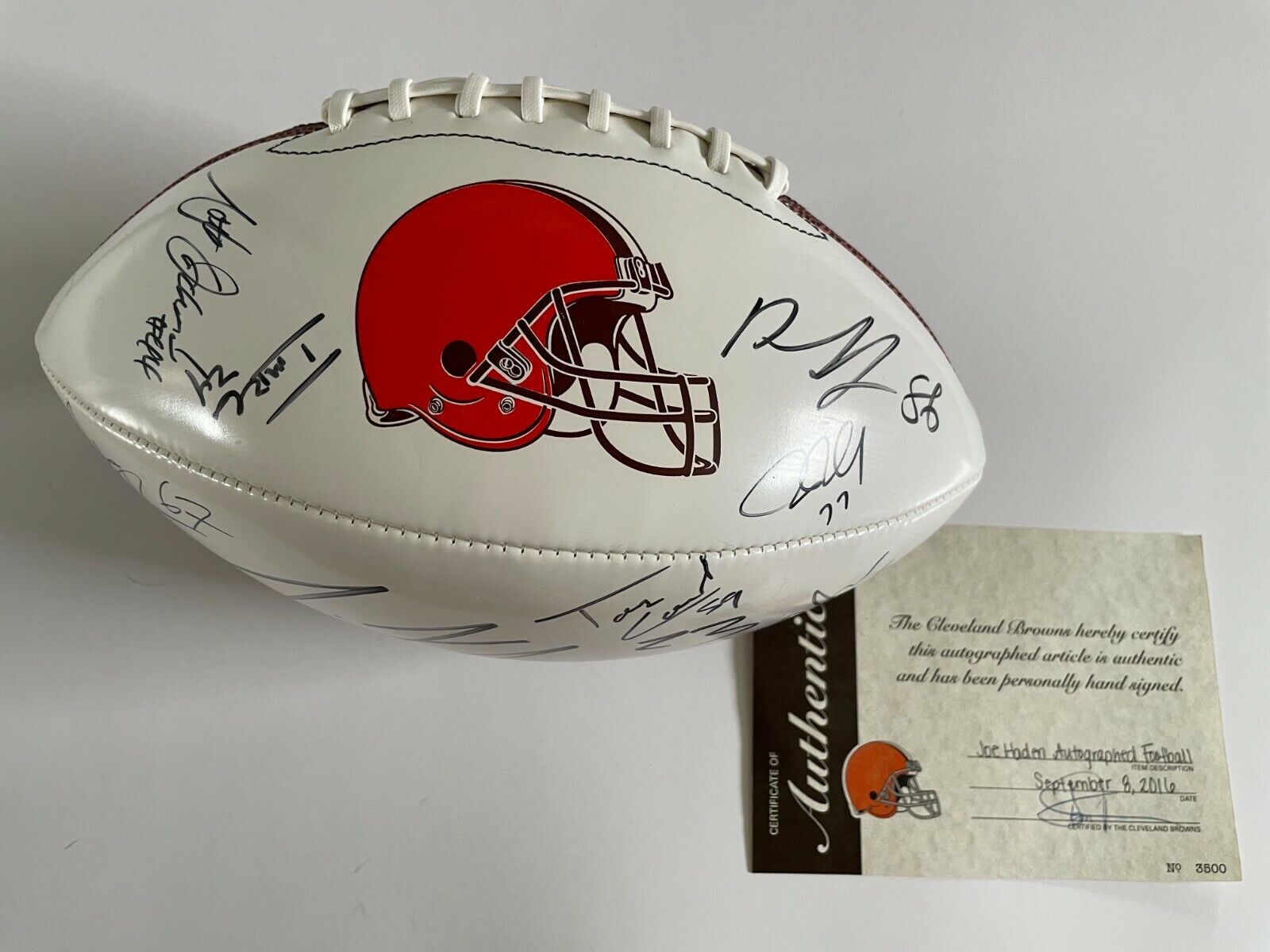 Cleveland Browns Autographed Football Authenticated 10 Players & Joe Haden