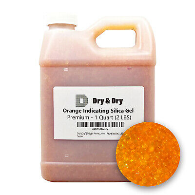 1 Quart(2 Lbs) "dry&dry" Premium Orange Indicating Silica Gel Desiccant Bead