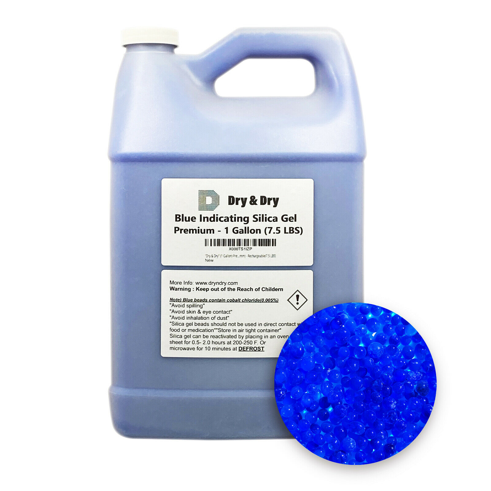 1 Gallon(7.5 Lbs) "dry & Dry" Premium Blue Indicating Silica Gel Desiccant Beads