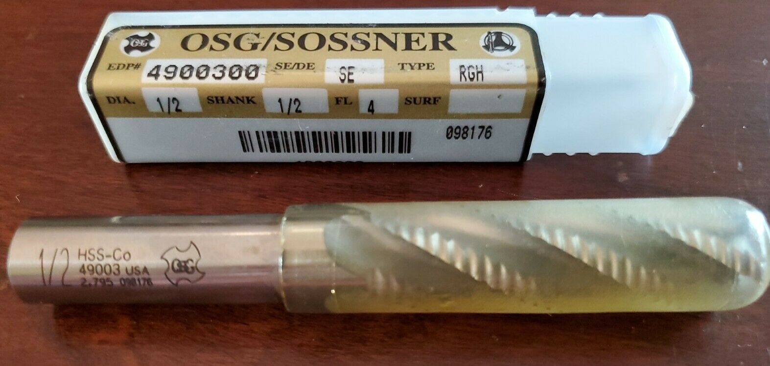 New Osg 4900300  1/2 X 1/2  4 Flute Se Roughing End Mill