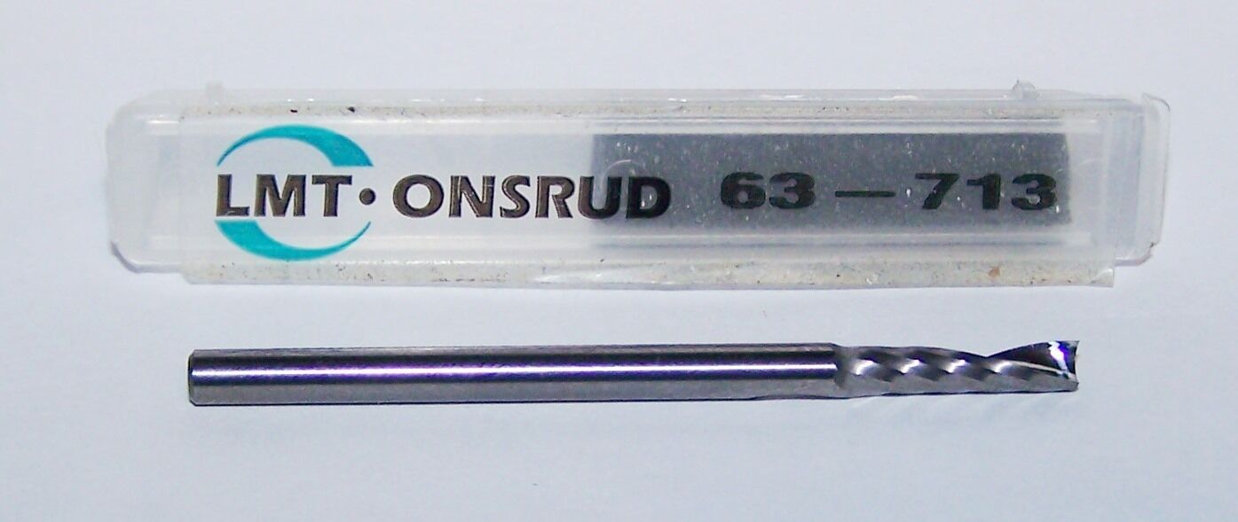1/8" (.1250") Carbide Single O Flute Router For Hard Plastic Onsrud 63-713