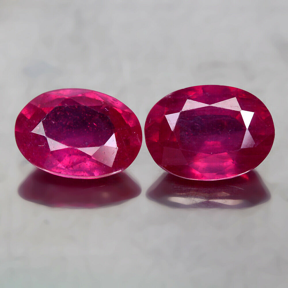 2.97ct 8x6mm 2pcs Oval Cut Natural Top Red Pink Ruby Mozambique Good Quality Nr