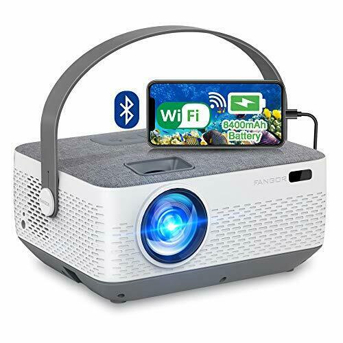 WiFi Projector Bluetooth 8400mAh Battery, Rechargeable Mini Projector Gray