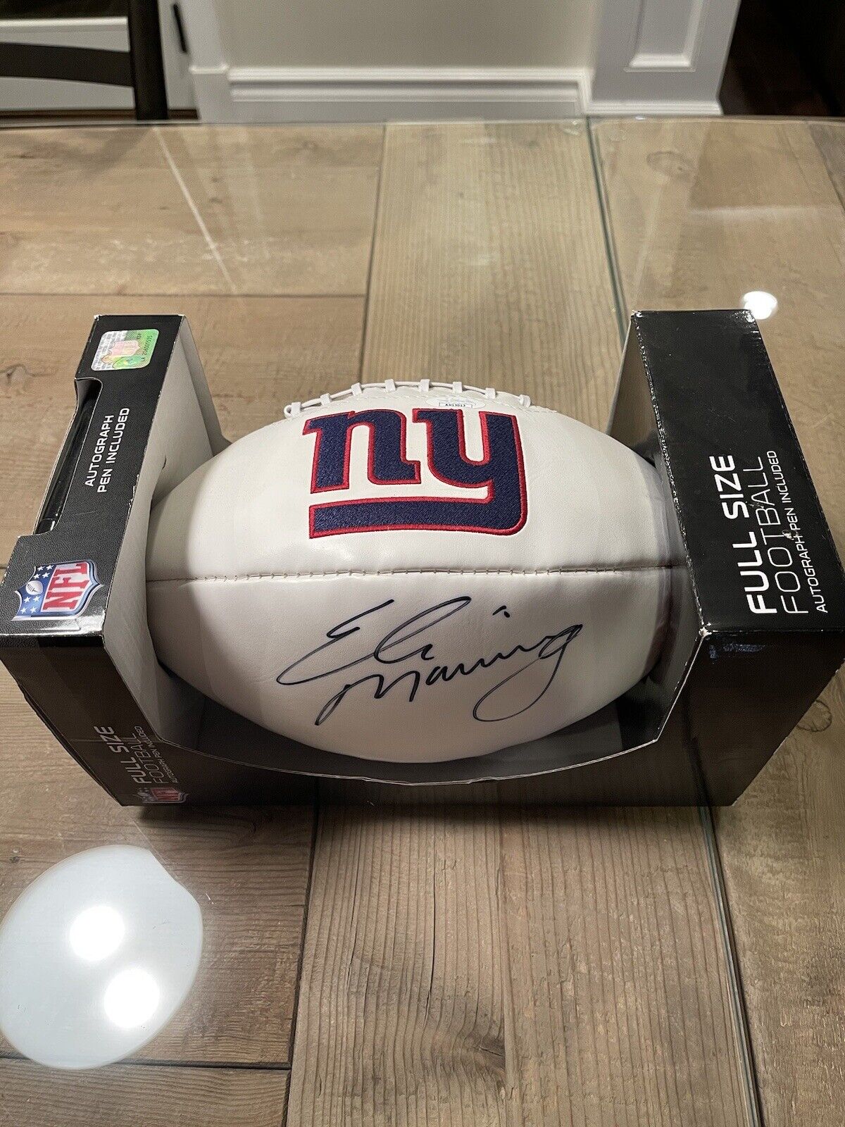 Eli Manning New York Giants Autographed White Panel Football W/ Coa - Free Ship