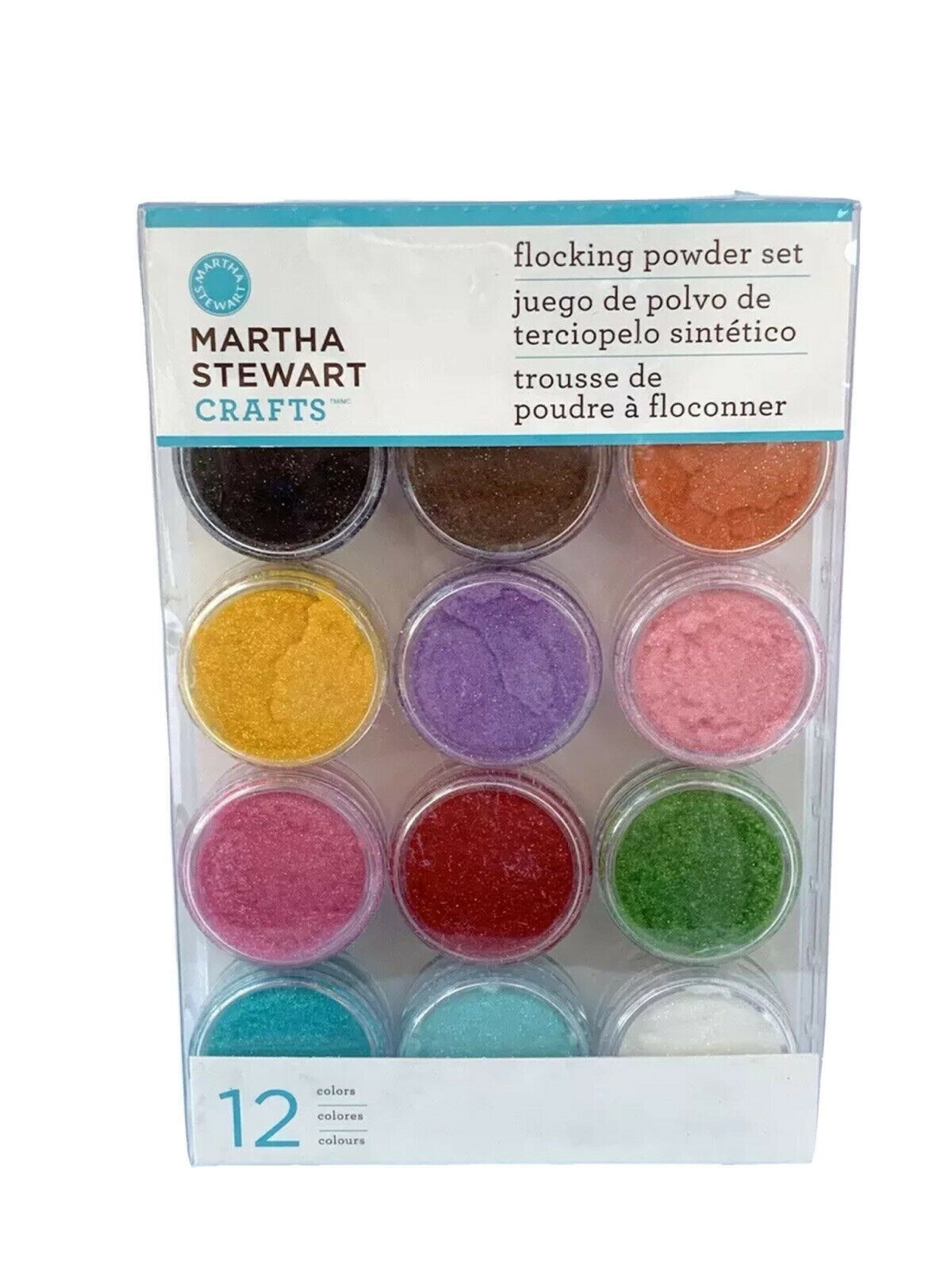 Martha Stewart Crafts Glitter Flocking Powder 12 Colors Pack Set -heat To Set