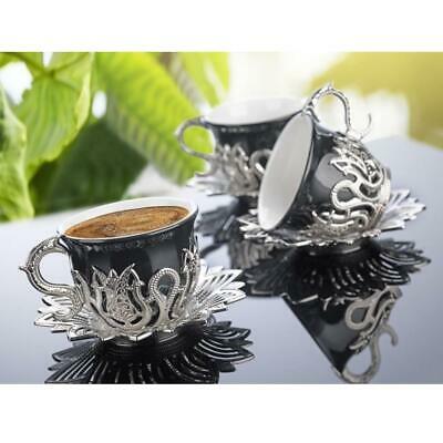Ahsen Tulip Design Silver-black Color Cups For Six