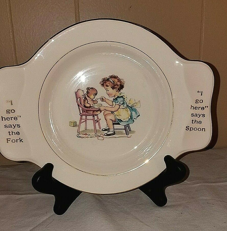 Child Dish My Own Plate Holmes & Edwards Intern'l Silver By Home Laughlin 1950's