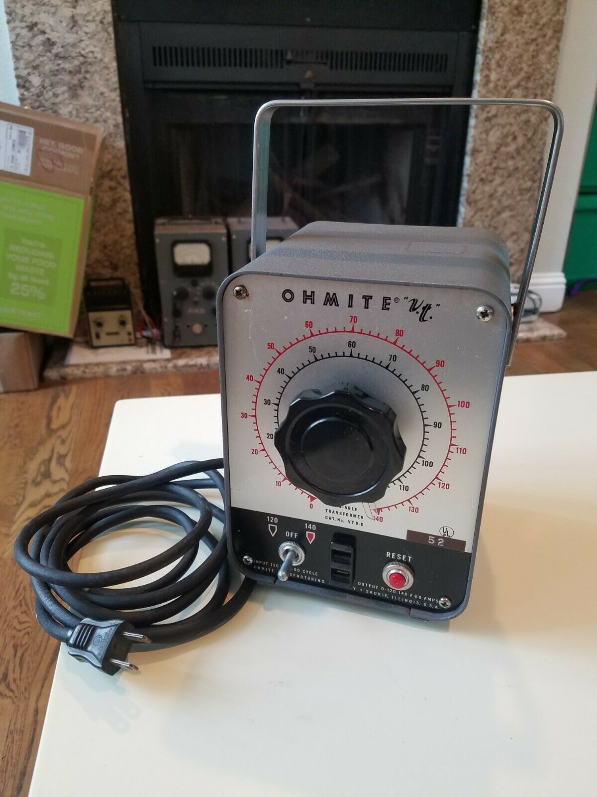 Vintage Ohmite Vt8-g. Variable Transformer. 7.5 Amp. Tested. Great Condition.